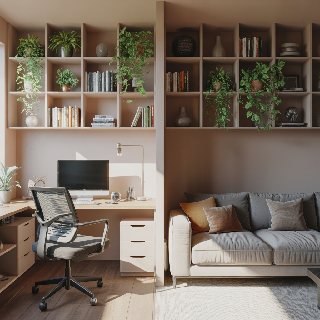 25 Inspiring Living Room Office Ideas for Stylish Workspaces 4 Room Divider for Separation