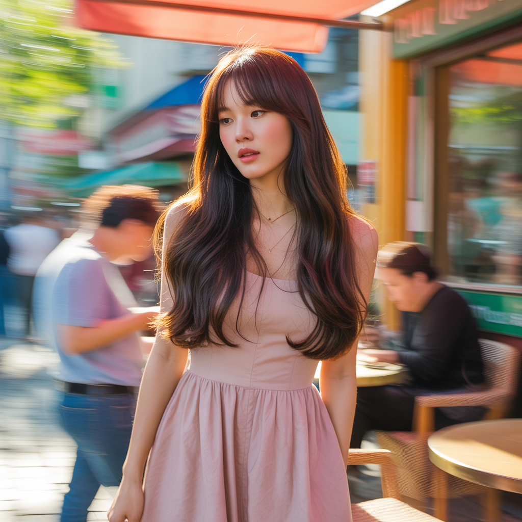 See-Through Bangs with Long Hair