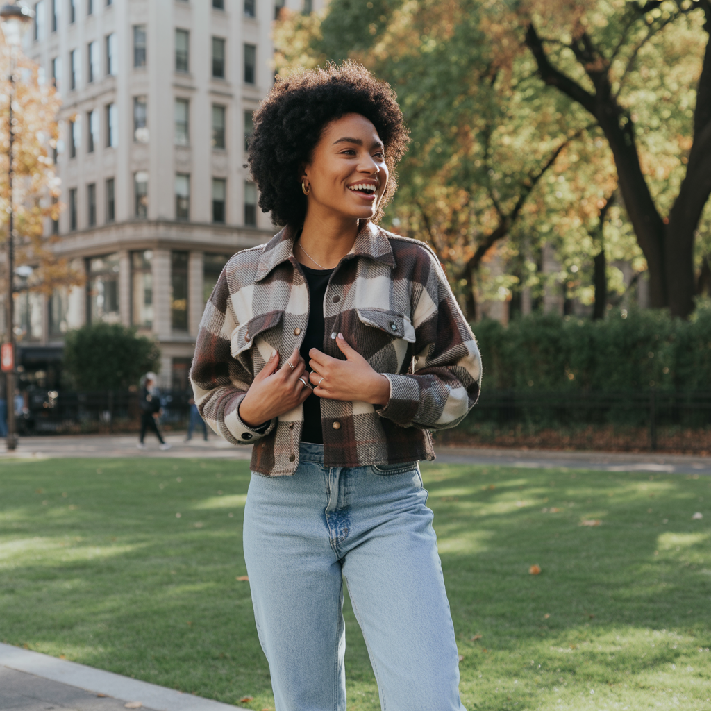 20 Chic and Comfortable Ideas About Fall Outfits for Women 9 Shacket with Straight-Leg Jeans