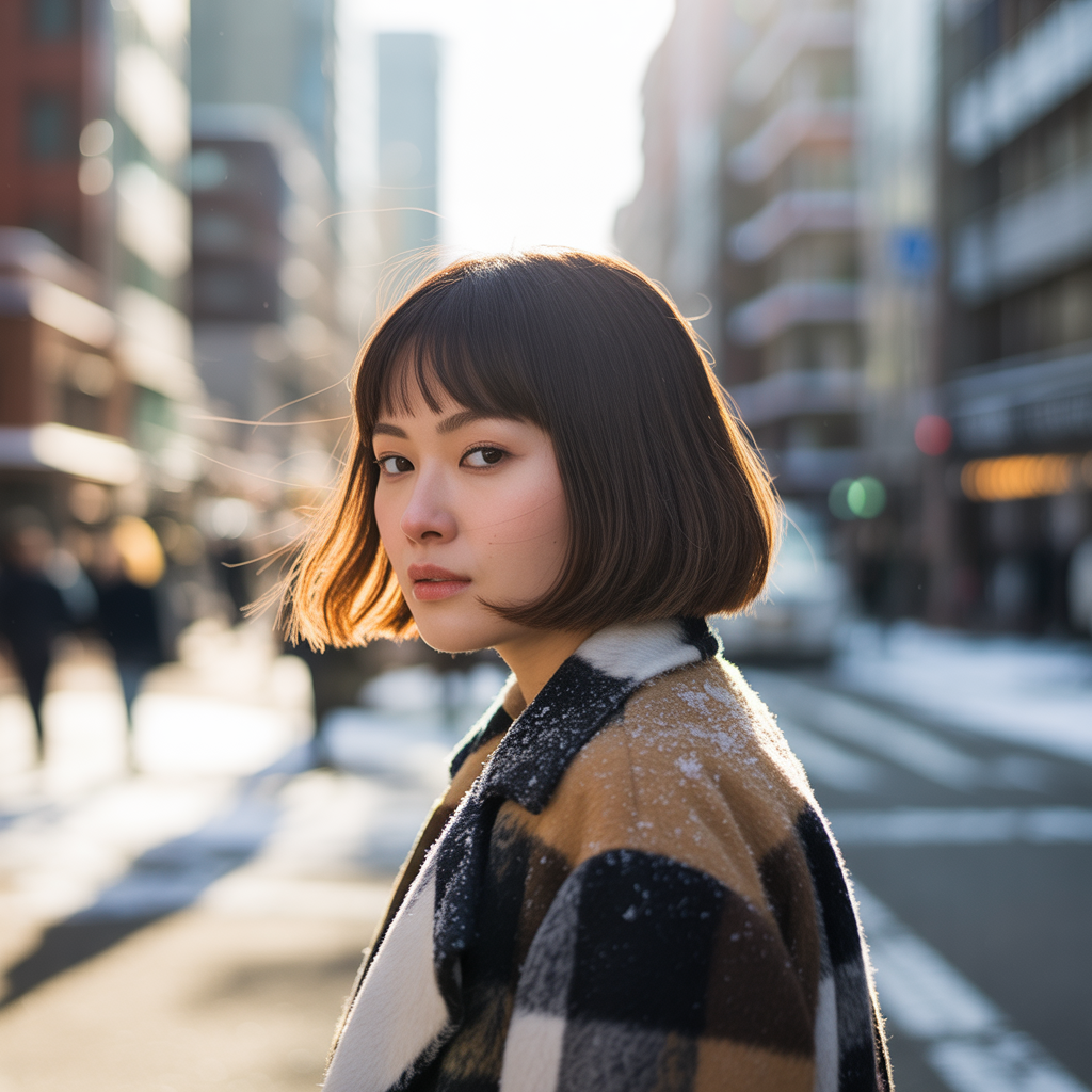Short Wolf Cut with Blunt Curtain Bangs