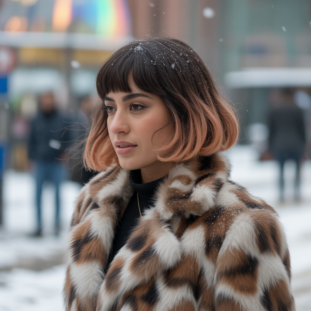 Short Wolf Cut with Curtain Bangs and Highlights