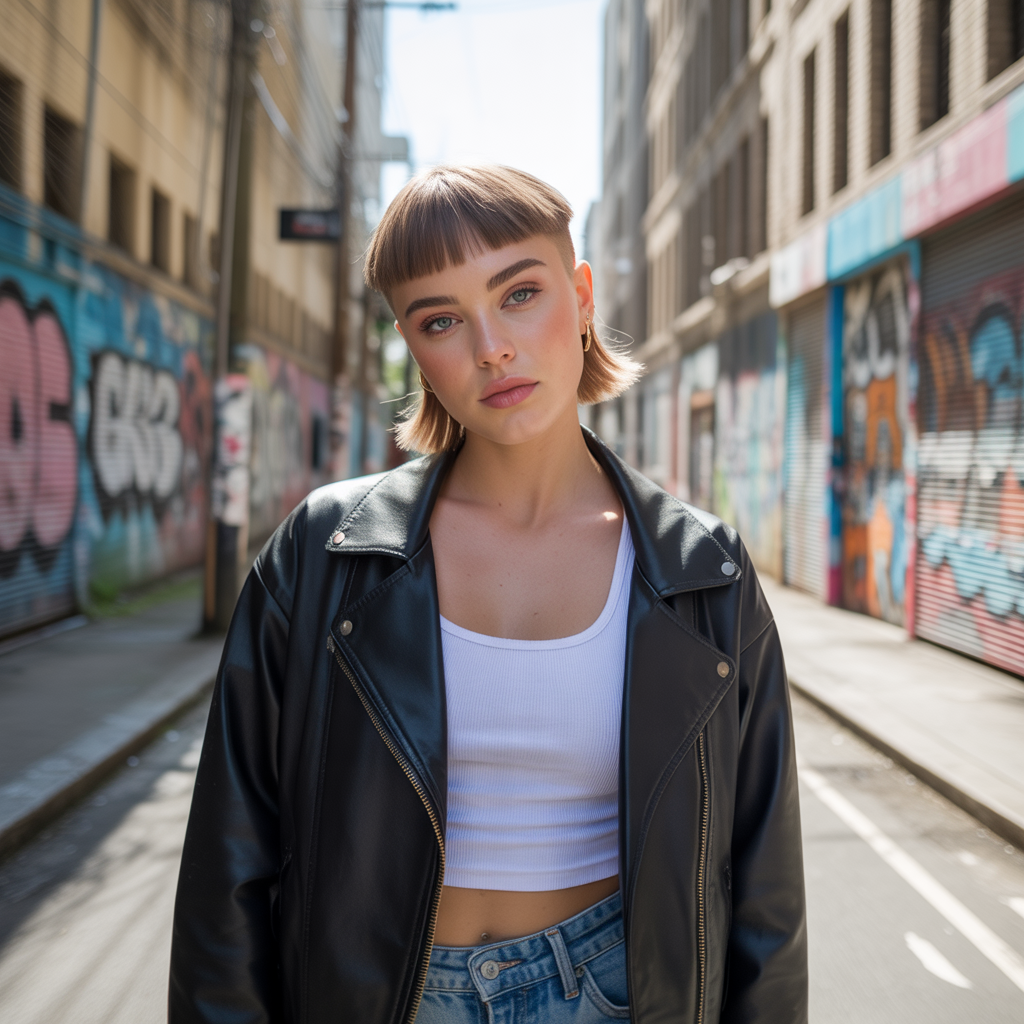 Short Wolf Cut with Curtain Bangs and Undercut