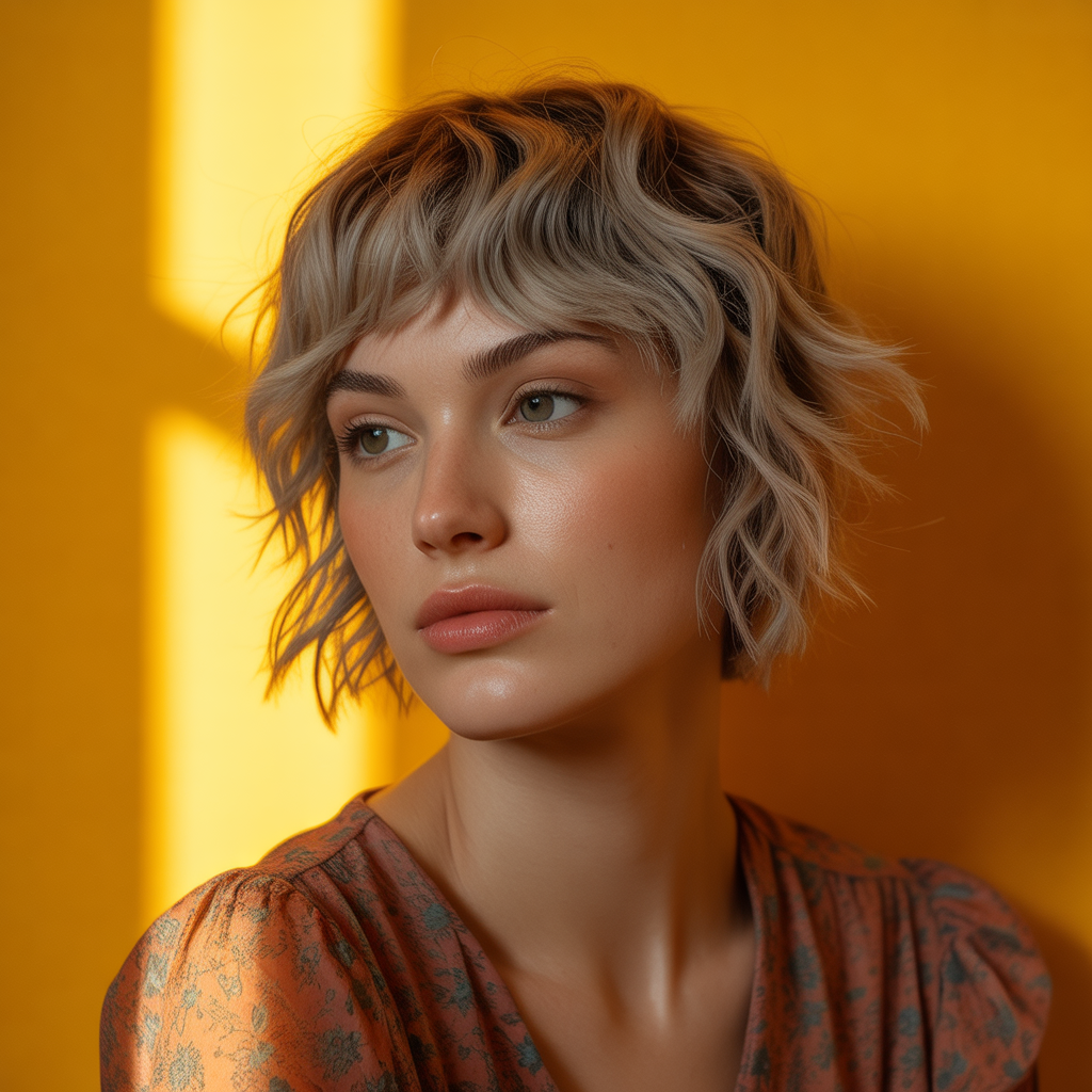 Short Wolf Cut with Shaggy Curtain Bangs