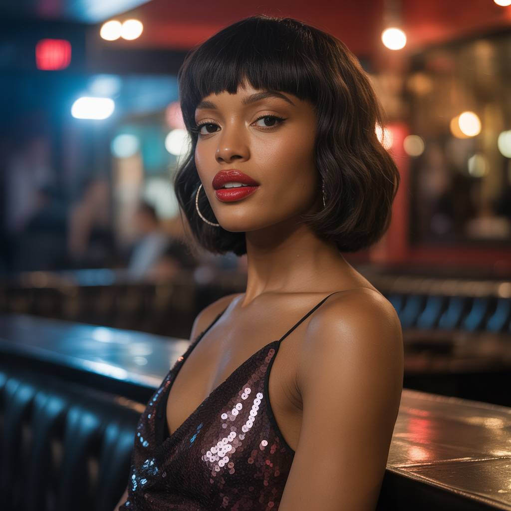 Short Wolf Cut with Thick Curtain Bangs