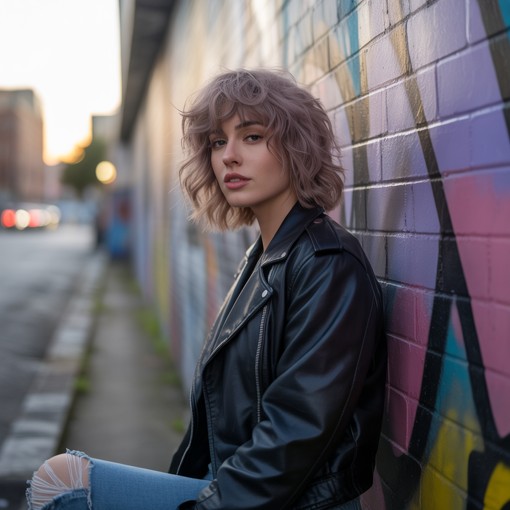 Short Wolf Cut with Voluminous Curtain Bangs