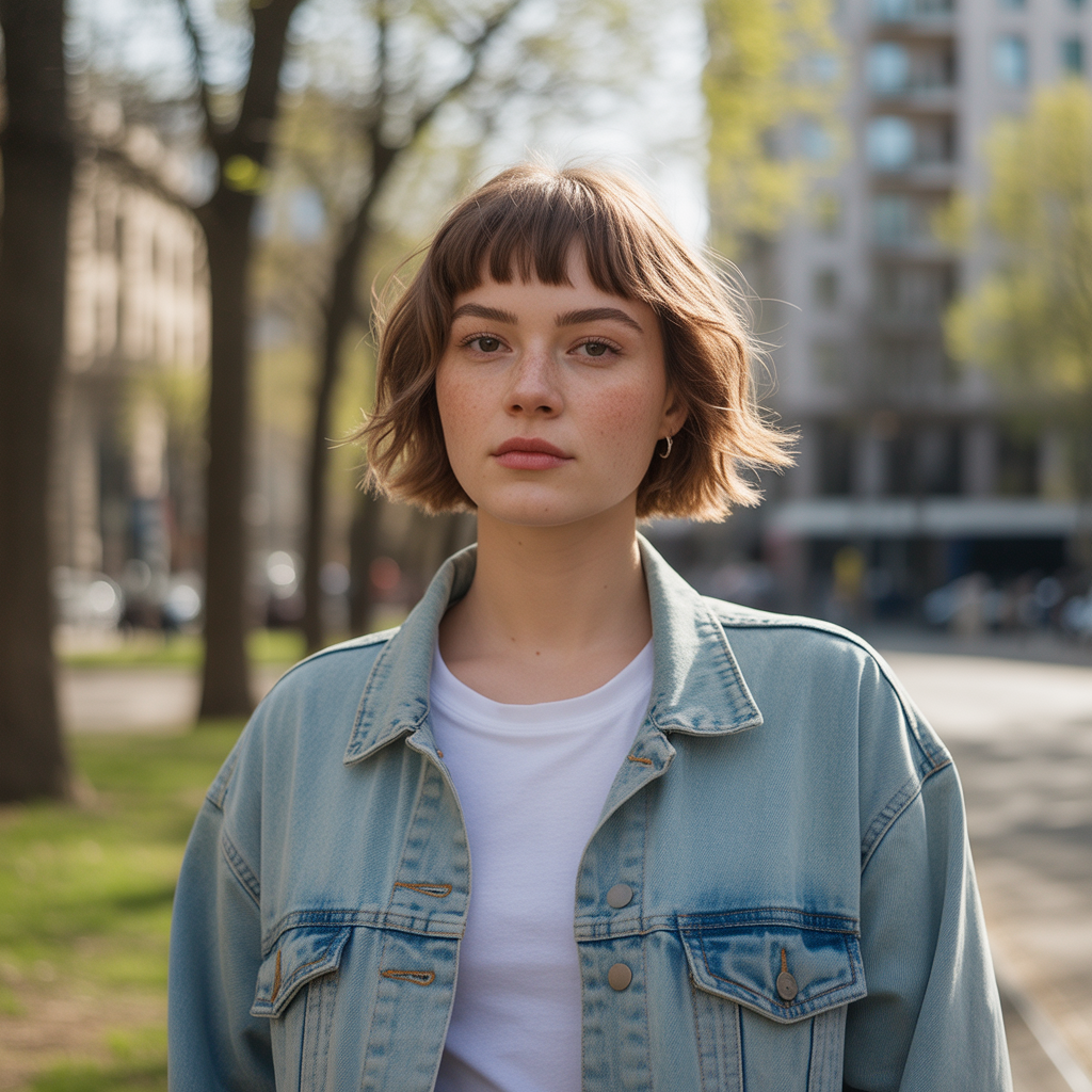 Short Wolf Cut with Wispy Curtain Bangs