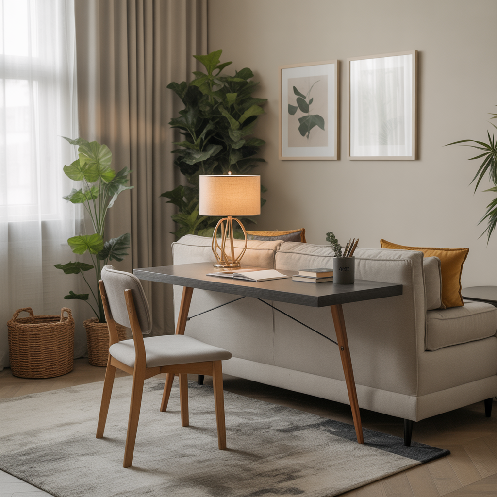 25 Inspiring Living Room Office Ideas for Stylish Workspaces 10 Sofa-Back Desk Setup