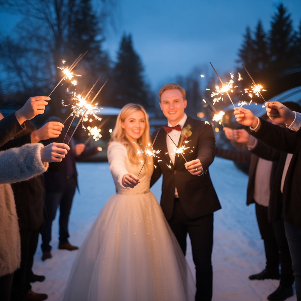 20 Best Christmas Wedding Ideas for a Magical Holiday Celebration 14 Sparkler Send-Off