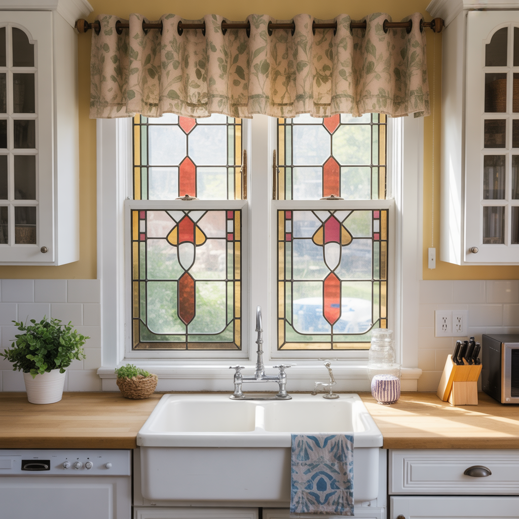 Stained Glass Film Paired with Valances