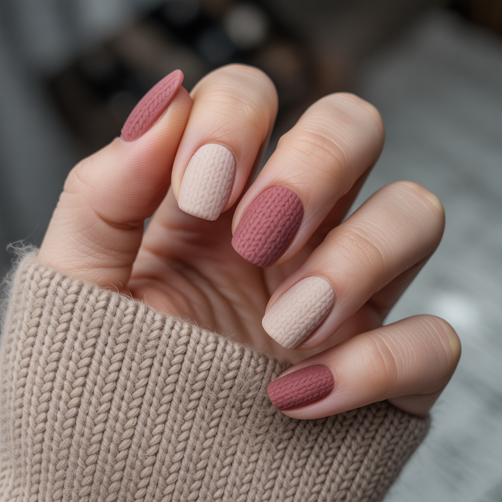25 Best Cute Nails for Fall You’ll Want This Season 2 Sweater Texture Nails