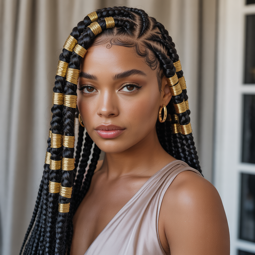 Swirl with gold string accents