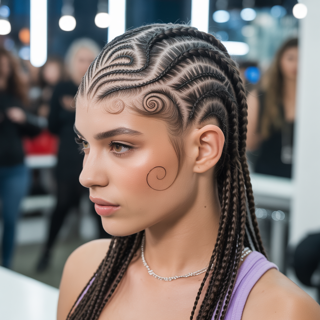 Swirl with zig-zag designs