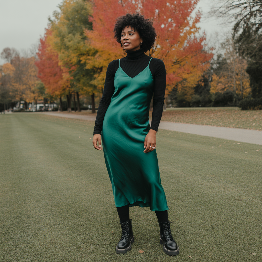 25 Ideas About Edgy Fall Outfits to Rock This Season 8 Turtleneck under Slip Dress