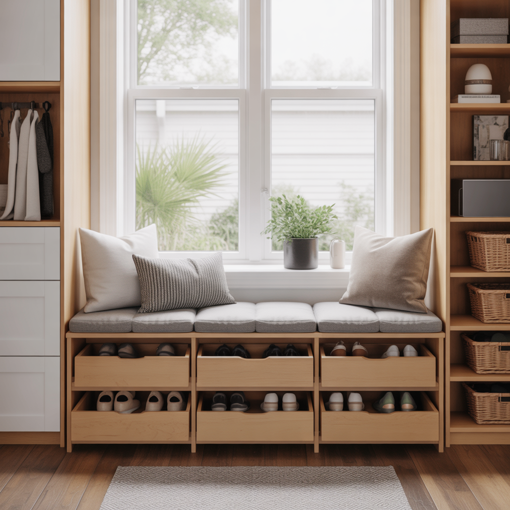 Under Window Shoe Storage