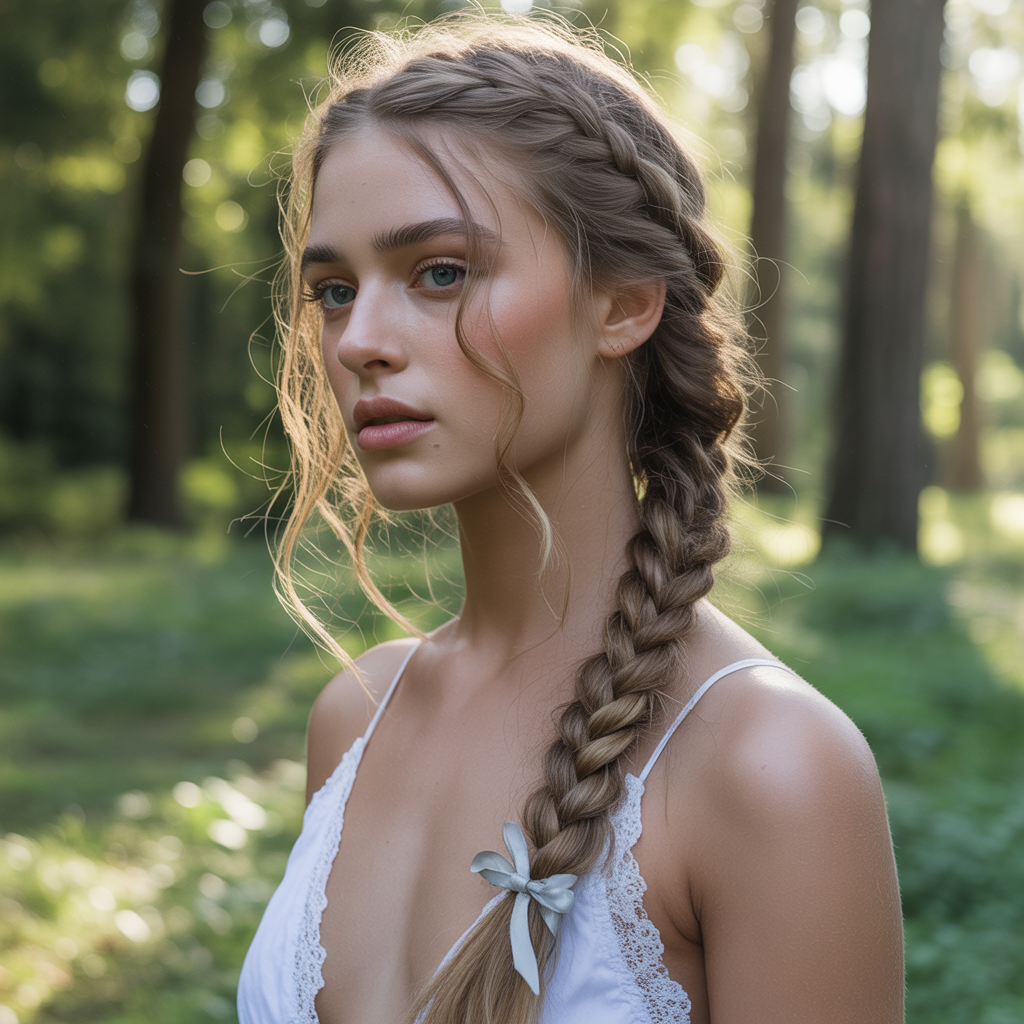 25 Stunning Christmas Hairstyles to Shine This Holiday 22 Waterfall Braid with Silver Ribbon