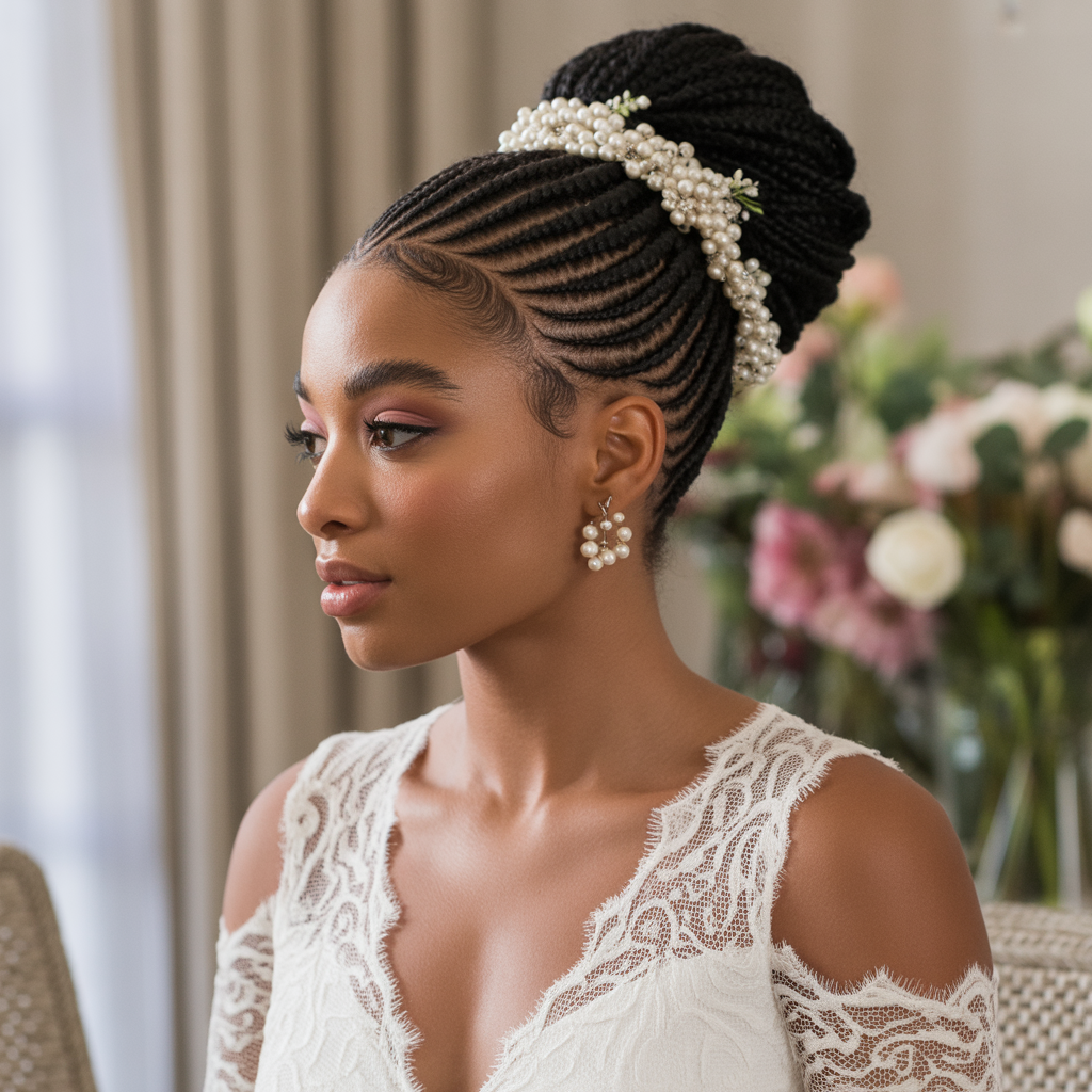 Wedding swirl cornrows
