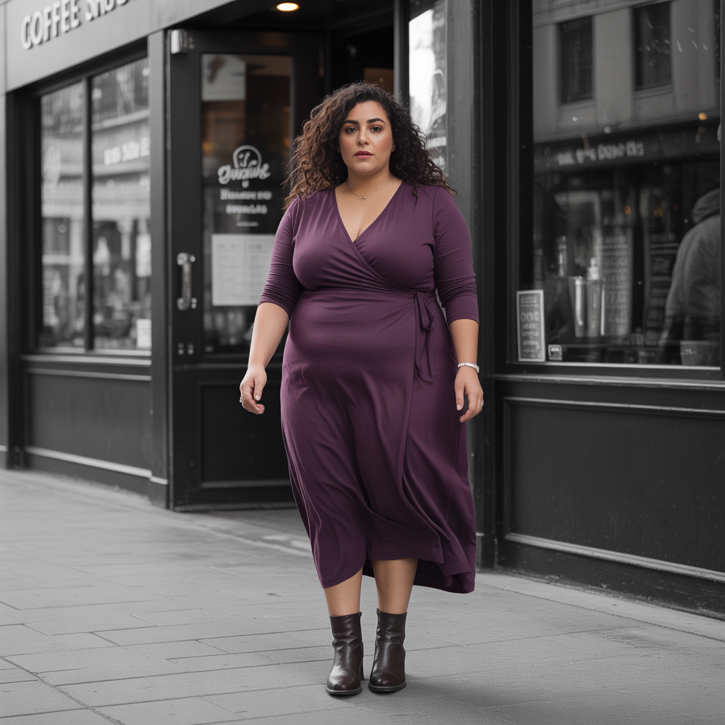 Wrap dress with ankle boots