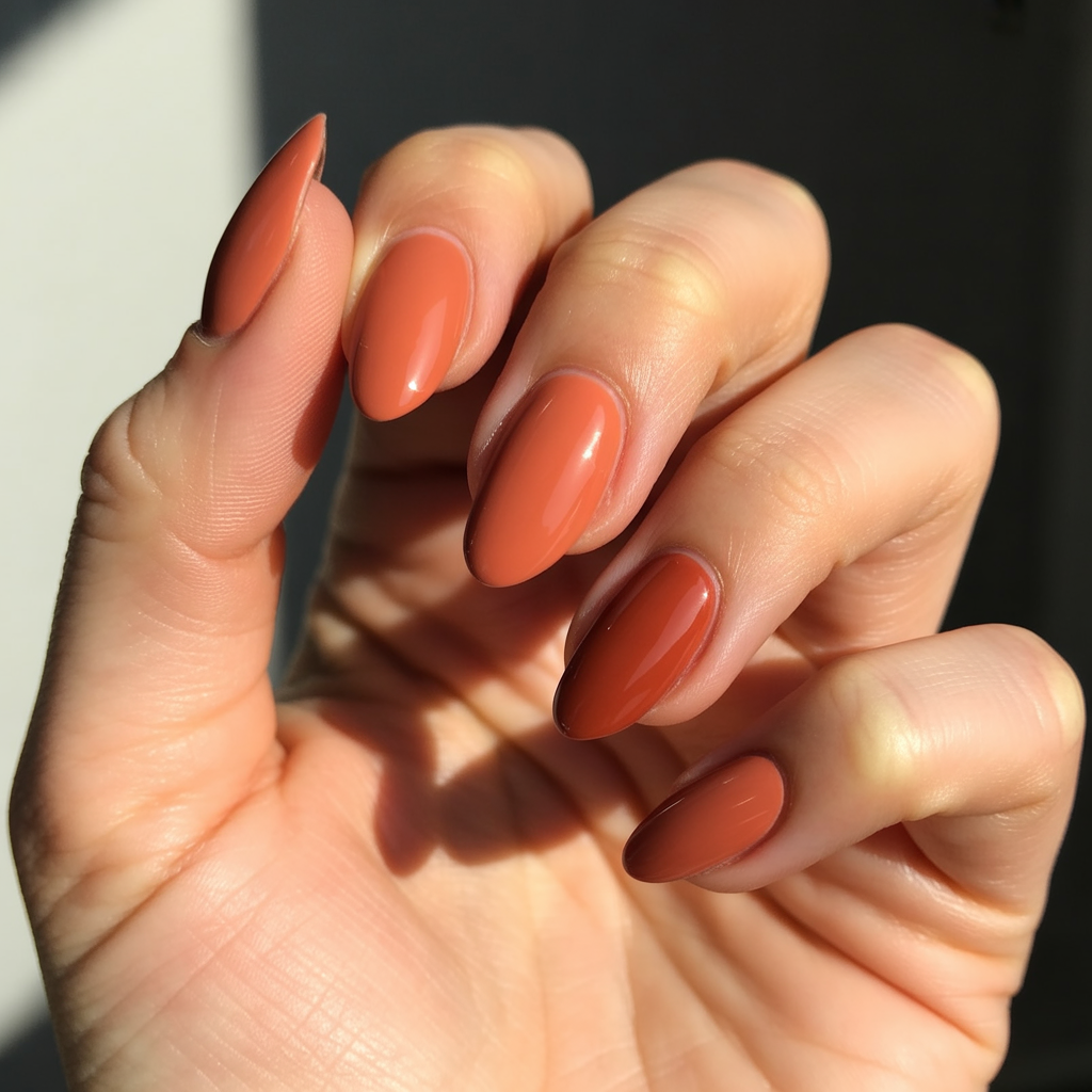 Amazing Early Fall Nails: 17 Chic Colors & Designs for Autumn 3 Terracotta and Burnt Orange