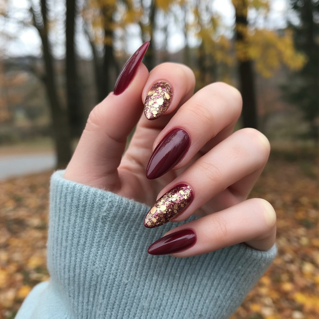 20 Amazing Fall Nails Ideas Autumn Trends You’ll Love This Season 1 Deep Burgundy Elegance in Fall Nails Ideas Autumn