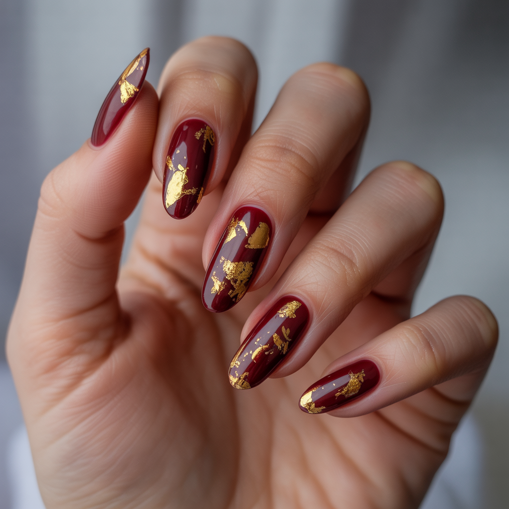 20 Amazing Fall Nails Ideas Autumn Trends You’ll Love This Season 6 Gold Foil Accents for Autumn