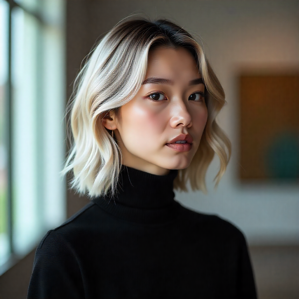 Ash blonde wavy wolf cut