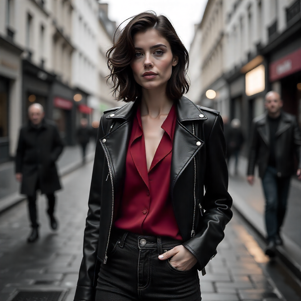 Wolf cut with side-swept bangs