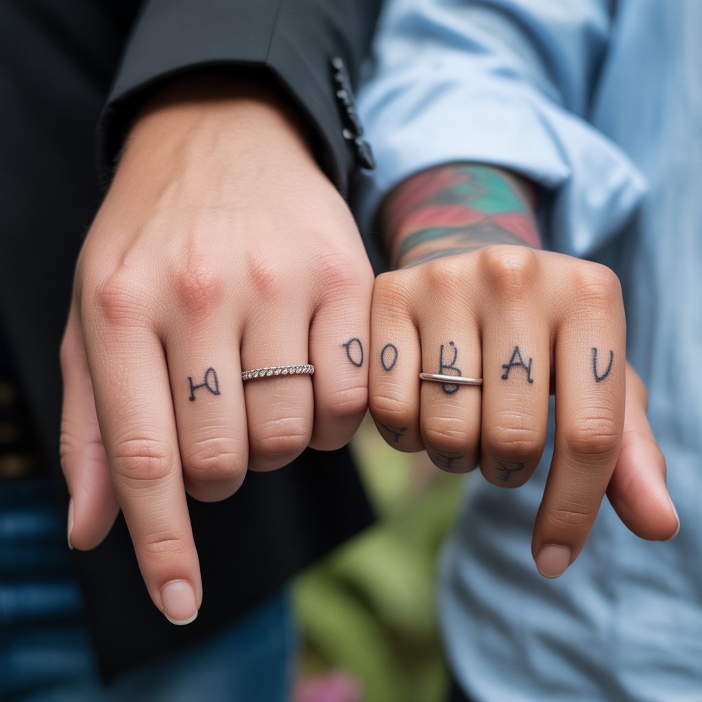 22 Couple Tattoo Ideas to Celebrate Love and Connection 9 Finger Bands