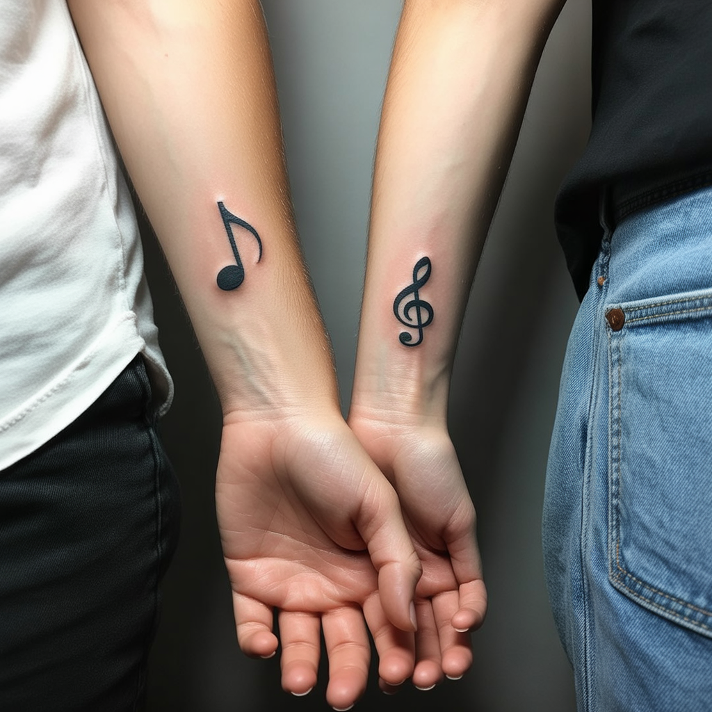 22 Couple Tattoo Ideas to Celebrate Love and Connection 14 Music Notes