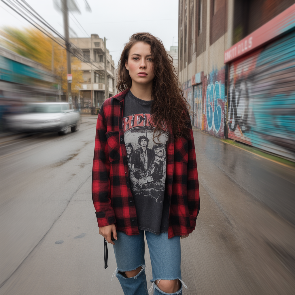 17 Best 90s Inspired Fall Outfits for Retro Autumn Style 1 Grunge with Flannel and Ripped Jeans