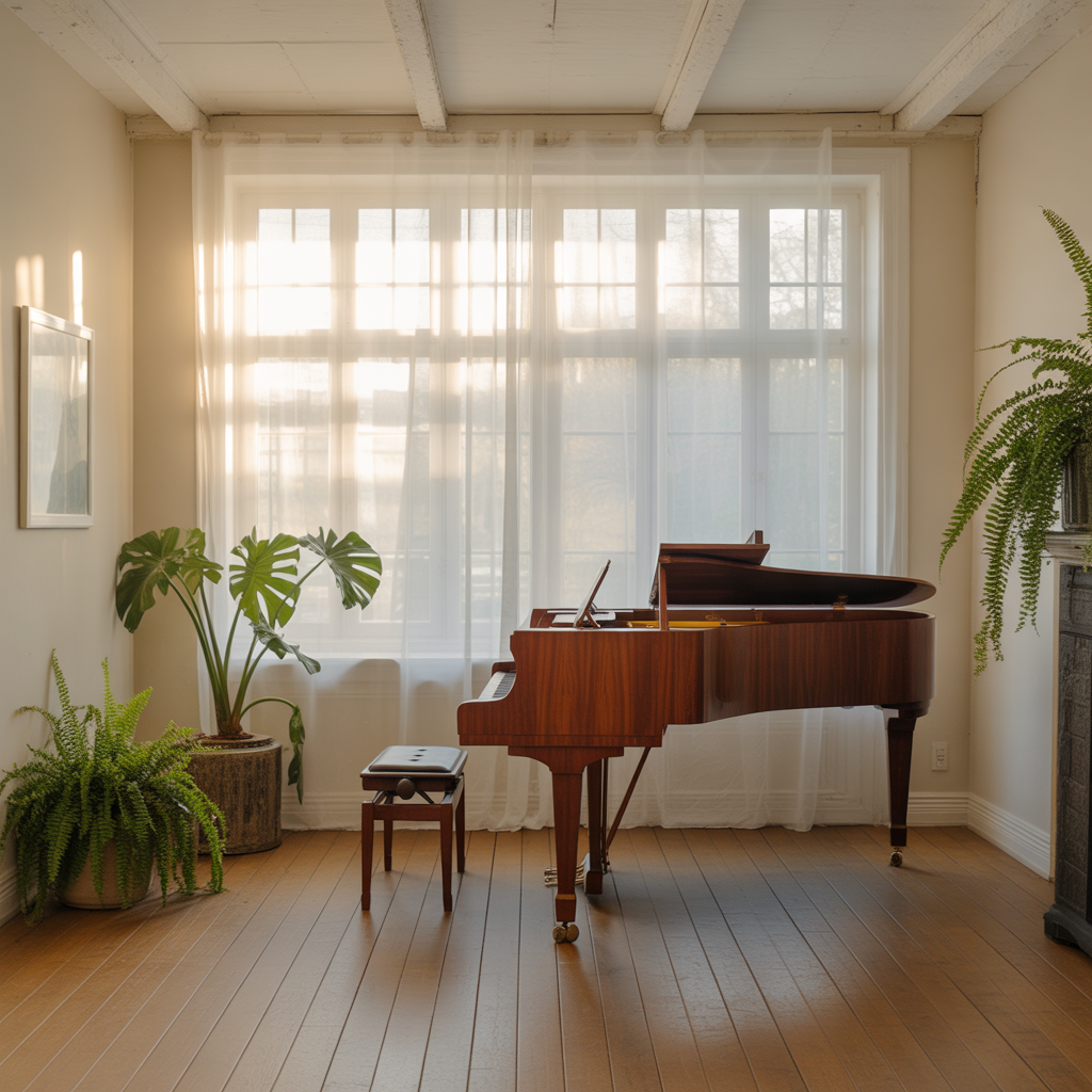 21 Outstanding Cozy Music Room Ideas for Comfort and Creativity 5 Curtains as Dual Purpose
