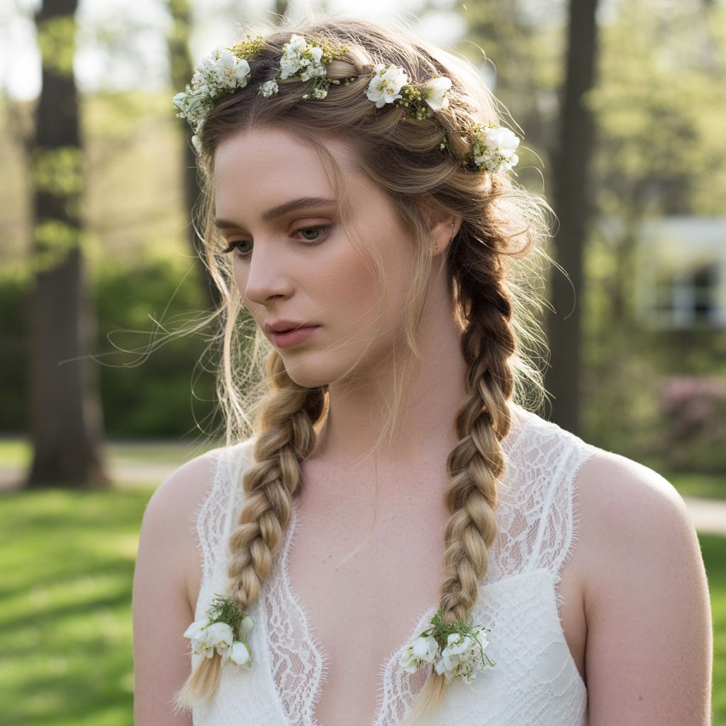 22 Gorgeous Wedding Braid Hairstyles Every Bride Will Love 18 Floral-Adorned Braids