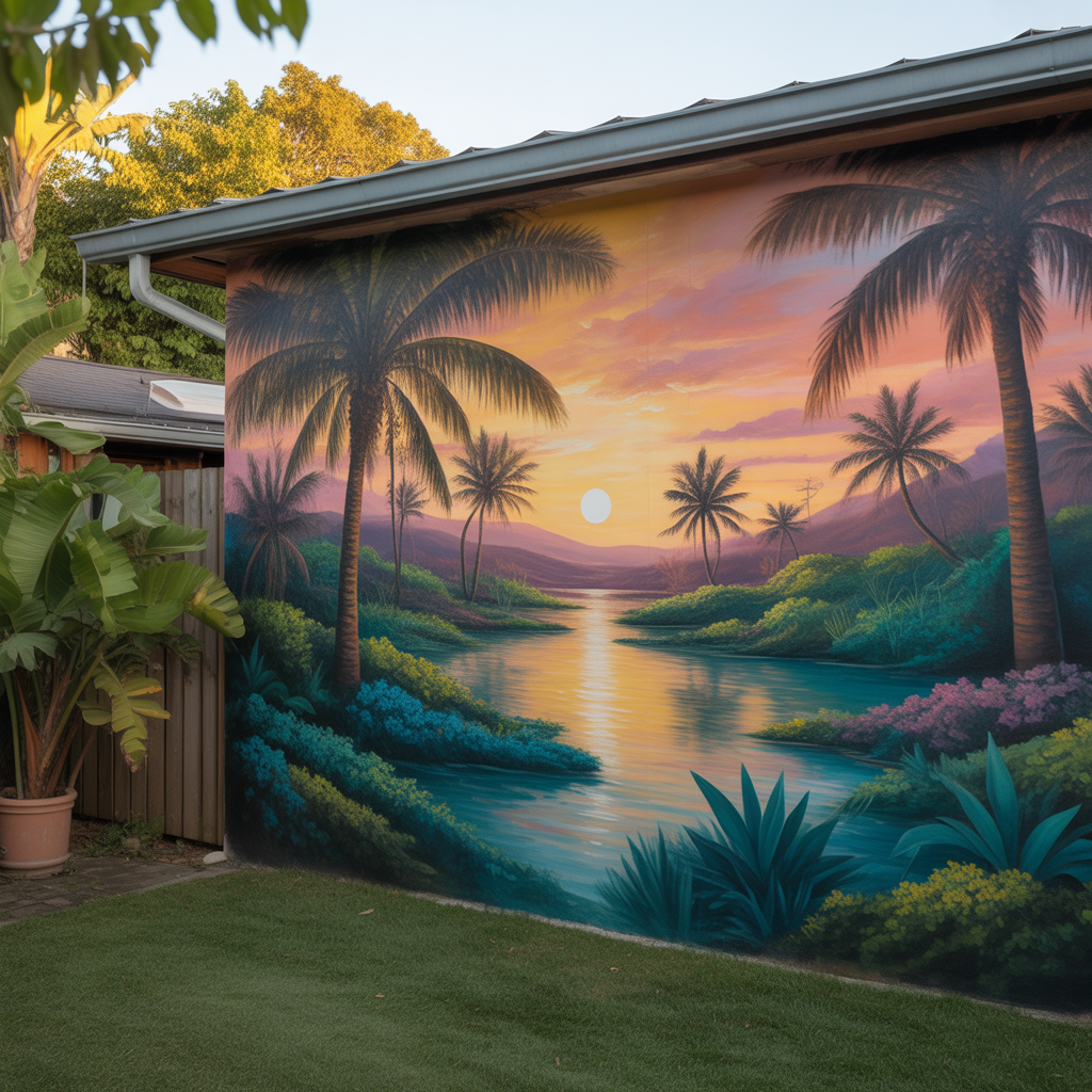 18 Best Backyard Garden Wall Painting Ideas to Transform Your Outdoor Space 17 Lighting and Paint Combo