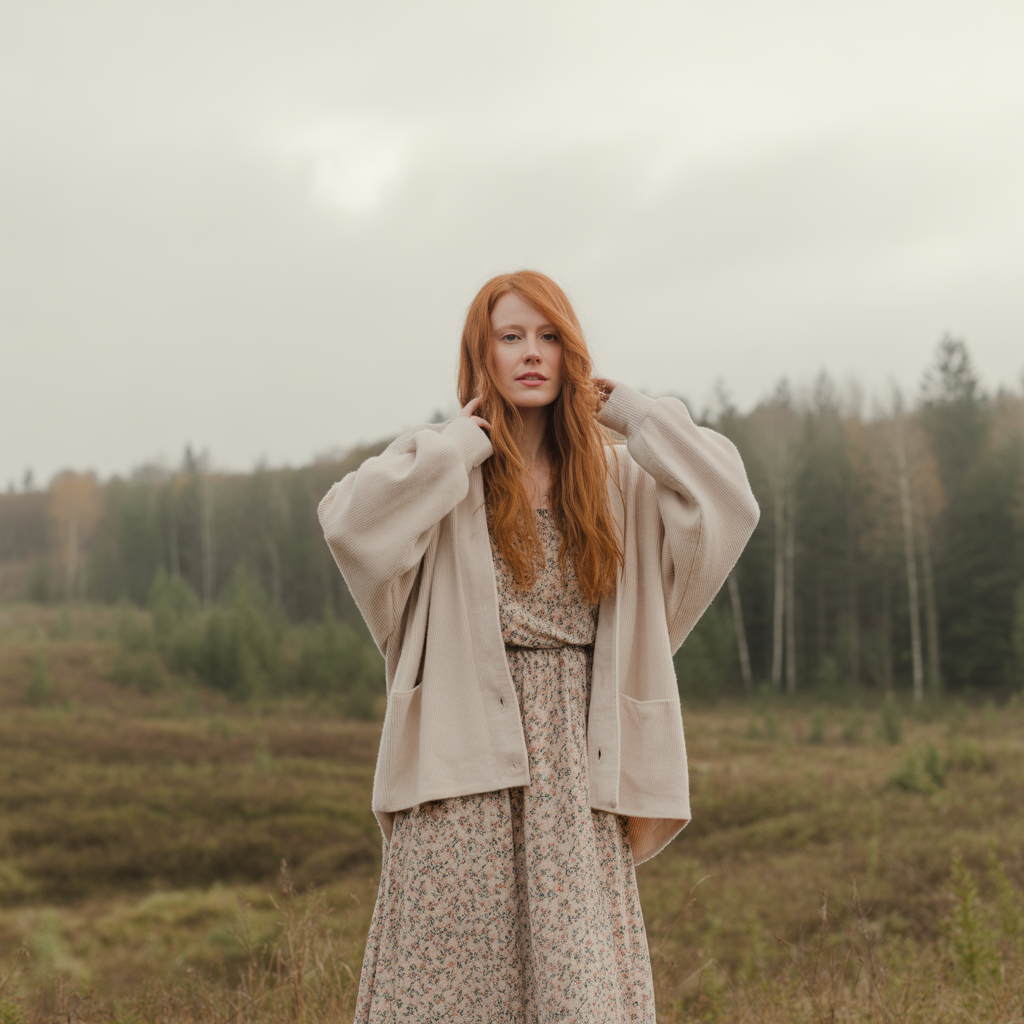 Maxi Dress with Oversized Cardigan