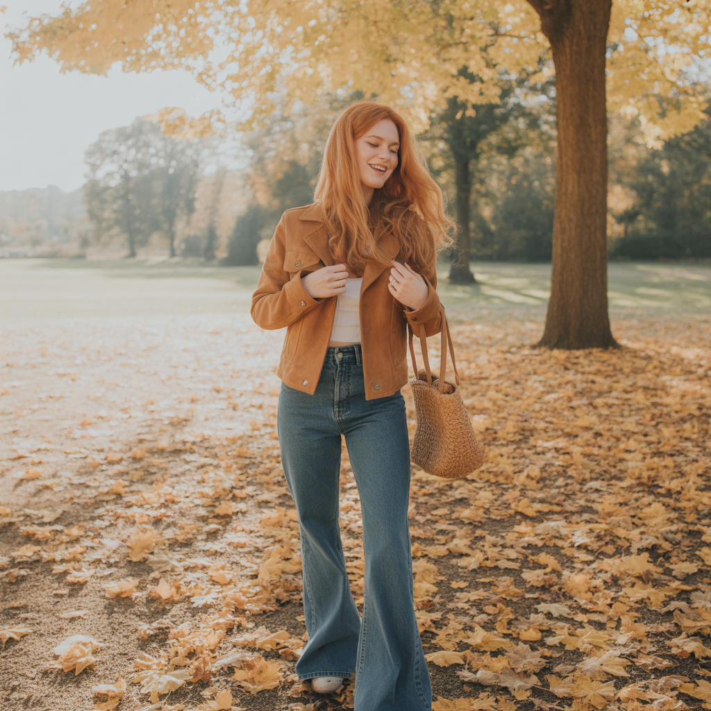 Flared Jeans with Suede Jacket