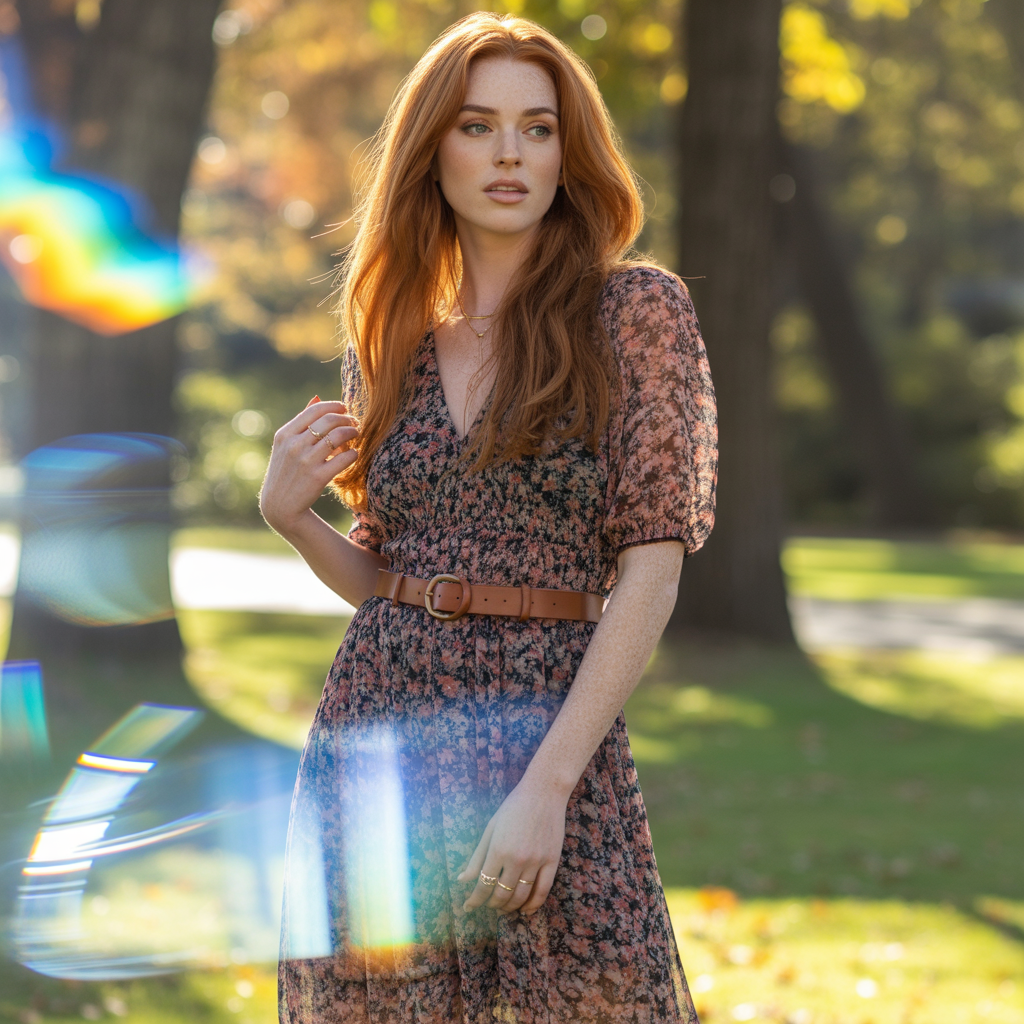 Midi Dress with Leather Belt