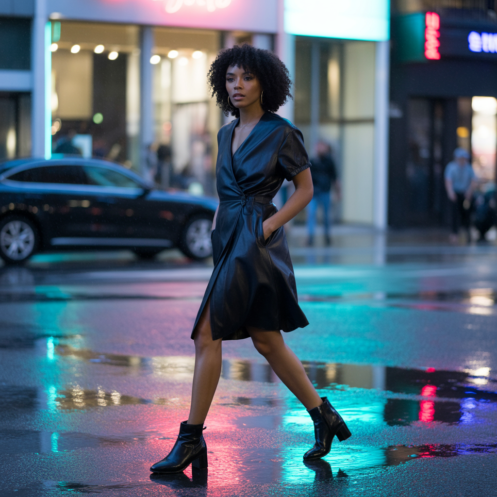 Wrap Dress with Ankle Boots