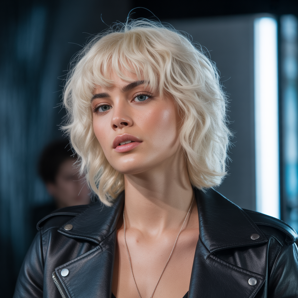 18 Amazing Blonde Wolf Cut with Bangs Ideas to Transform Your Look 1 Platinum Blonde Wolf Cut with Curtain Bangs