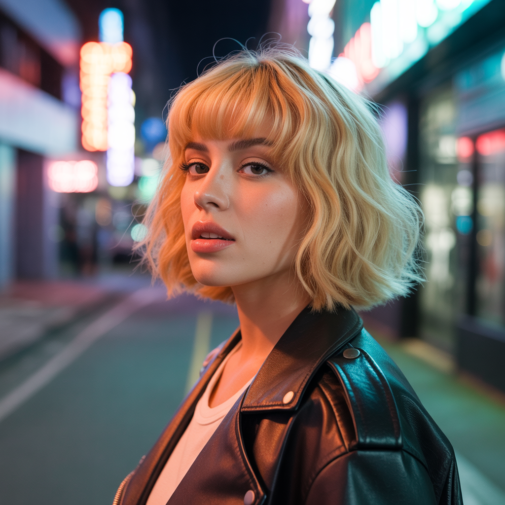 18 Amazing Blonde Wolf Cut with Bangs Ideas to Transform Your Look 3 Honey Blonde Wolf Cut with Blunt Bangs
