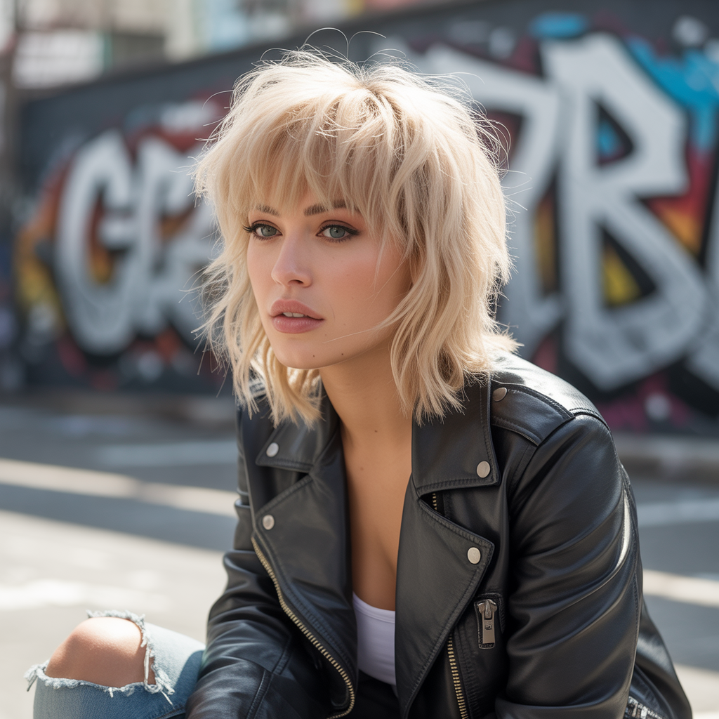 18 Amazing Blonde Wolf Cut with Bangs Ideas to Transform Your Look 13 Cool Blonde Wolf Cut with Textured Bangs