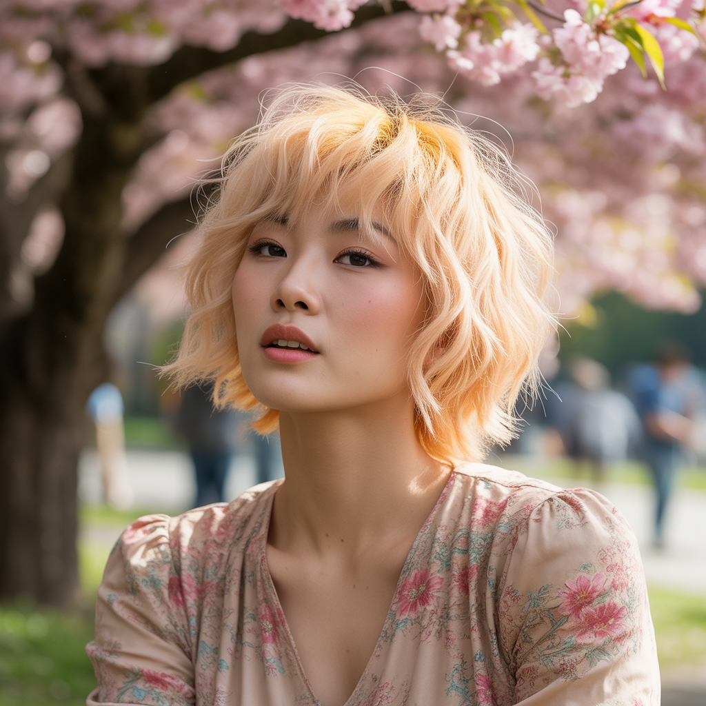 18 Amazing Blonde Wolf Cut with Bangs Ideas to Transform Your Look 15 Sun-Kissed Blonde Wolf Cut with Shaggy Fringe