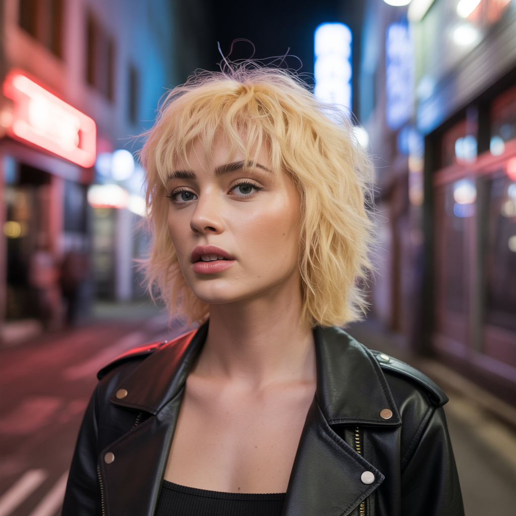 18 Amazing Blonde Wolf Cut with Bangs Ideas to Transform Your Look 6 Golden Blonde Wolf Cut with Micro Bangs