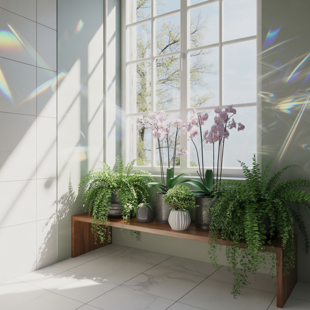 Place greenery in the bathroom