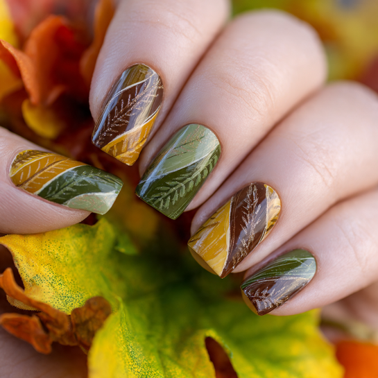22 Gorgeous Fall October Nails Ideas You’ll Want to Try This Season 11 Abstract Leaf Art