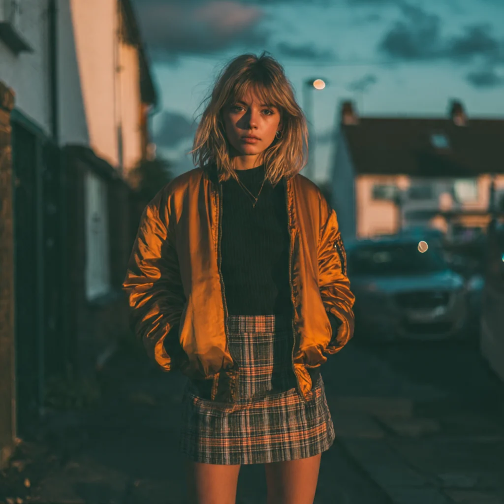 18 Trendy Fall Outfits for Effortless Autumn Style 15 Bomber Jacket with Mini Skirt