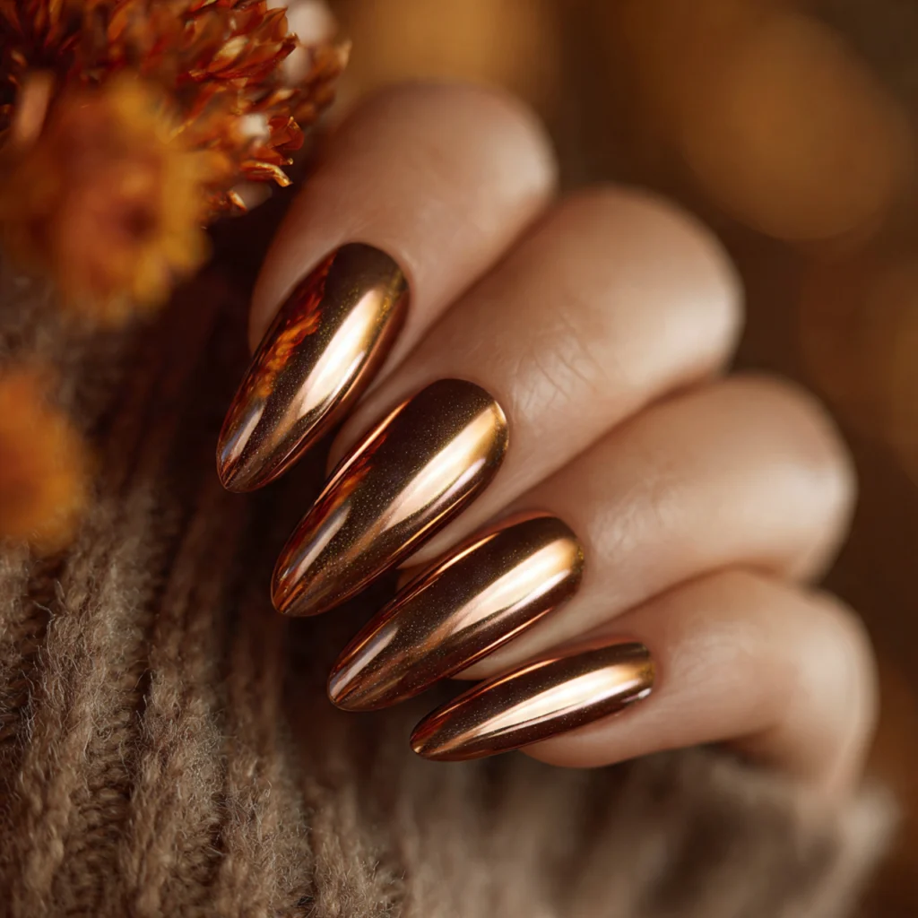 Bronze Chrome Nails