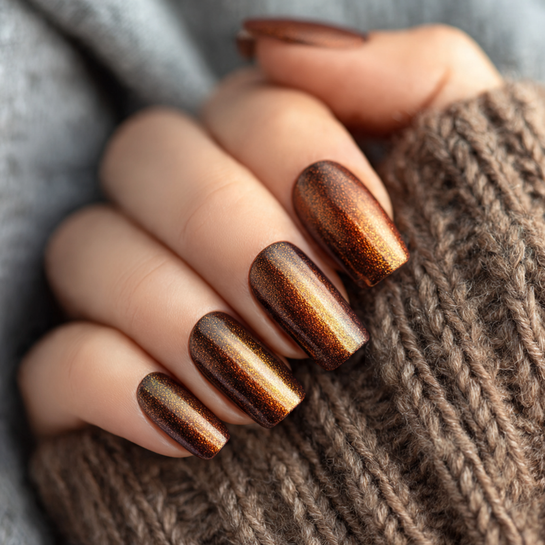 22 Gorgeous Fall October Nails Ideas You’ll Want to Try This Season 20 Bronze and Brown Combo