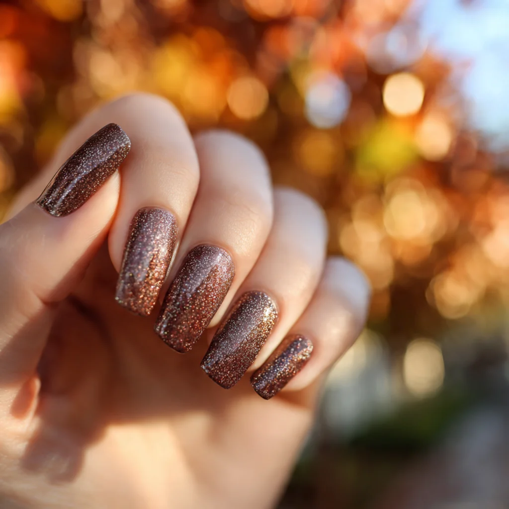 Brown Glitter Nails