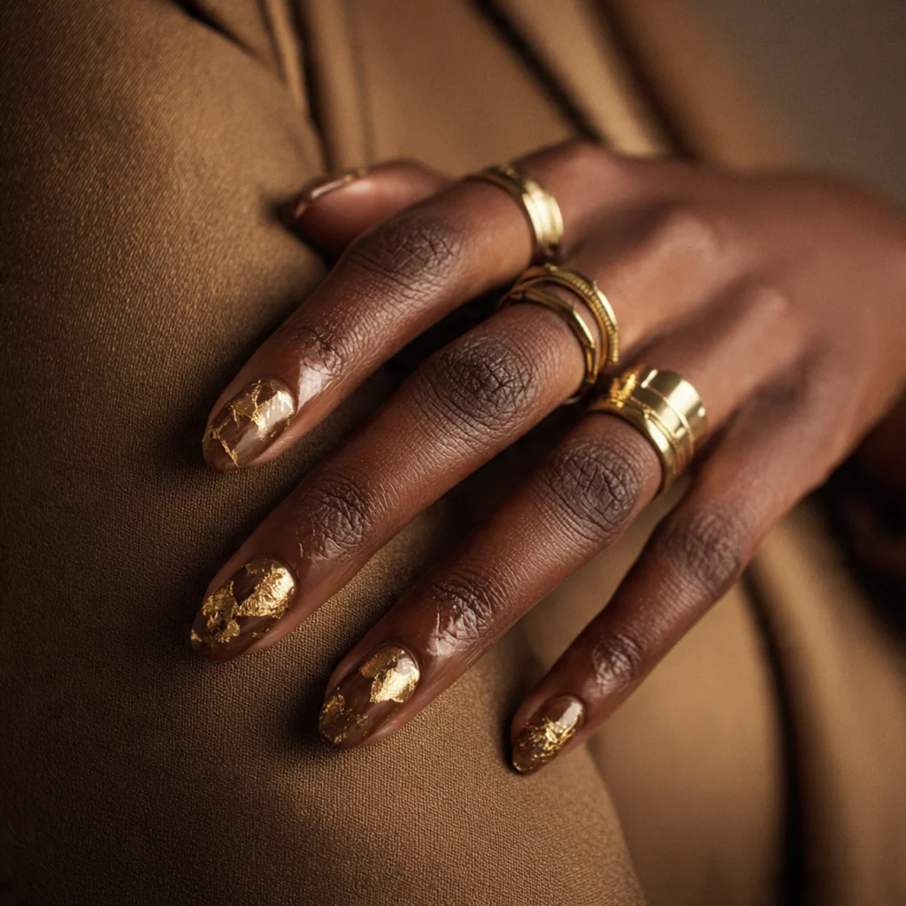 Brown and Gold Nails
