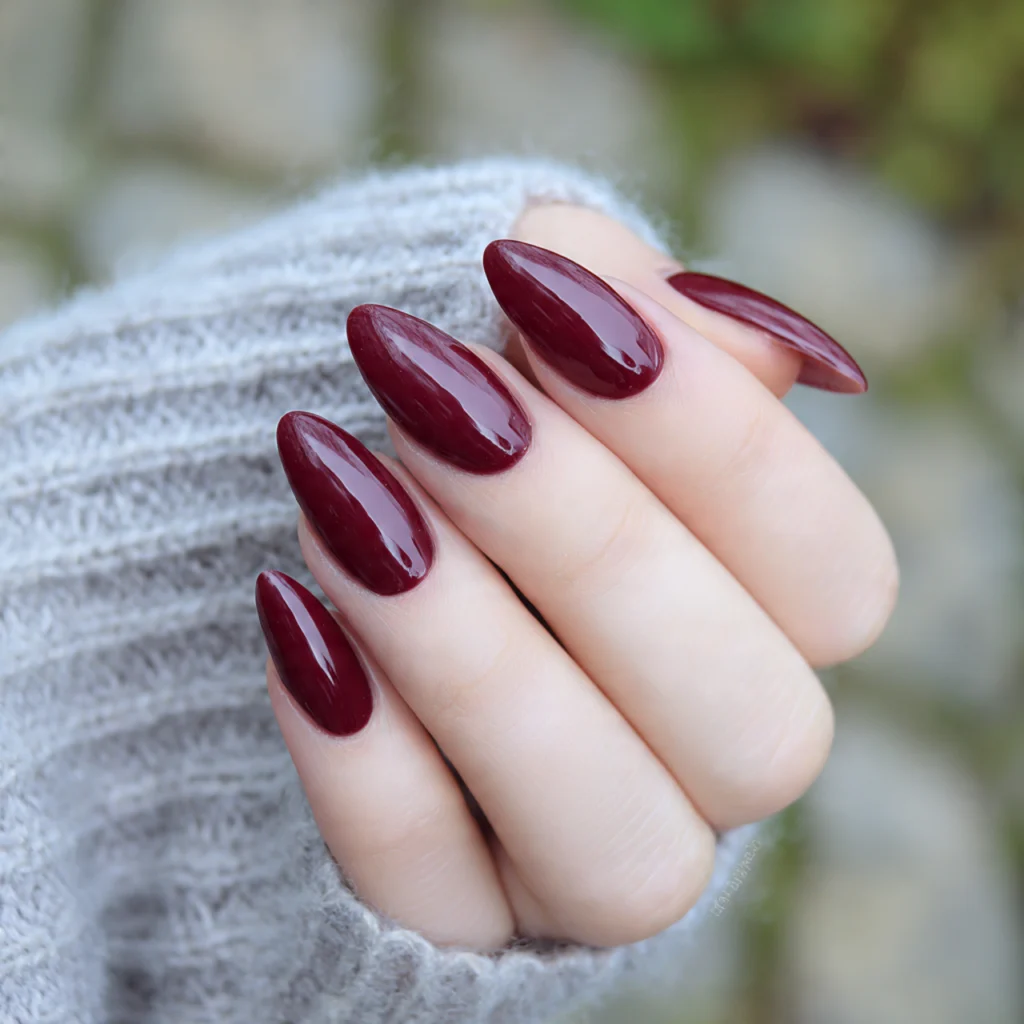 25 Stunning Fall Almond Nails You’ll Want This Autumn 1 Burgundy Almond Nails for Fall
