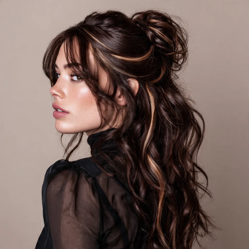 20 Gorgeous Caramel Highlights Ideas for Every Hair Type 18 Caramel Peekaboo Highlights